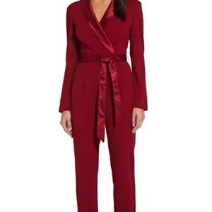 Adrianna Papell Tuxedo Samba Red Jumpsuit